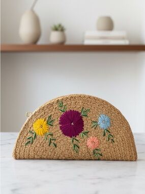 Handwoven Embroidered Jute Clutch Pouch Bag